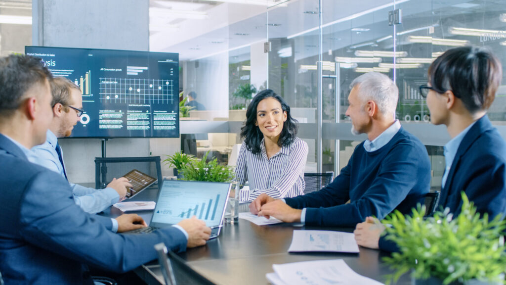Business professionals meeting in a conference room